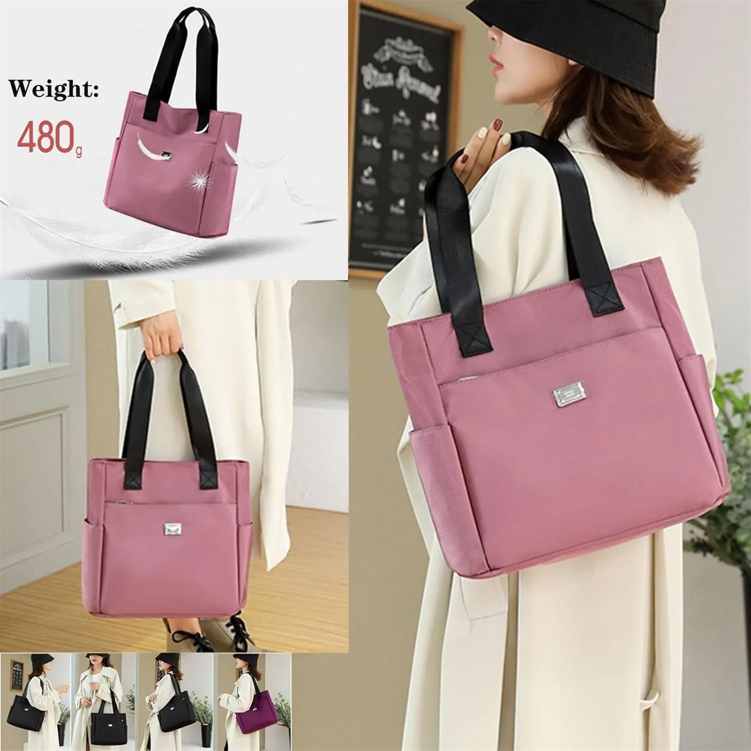 Large Capacity Waterproof Multi Pocket Nylon Shoulder Bag, Fashion Women Tote Shoulder Bag, Bigbicc Shoulder Bag
