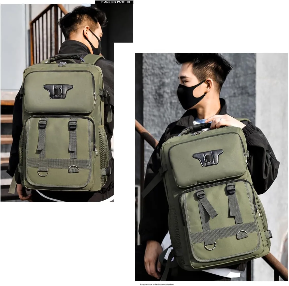 Large Travel Backpack Carry,Camping Hiking Backpack,Water Resistant Outdoor Daypack Travel Bag for Climbing Skiing (Green)