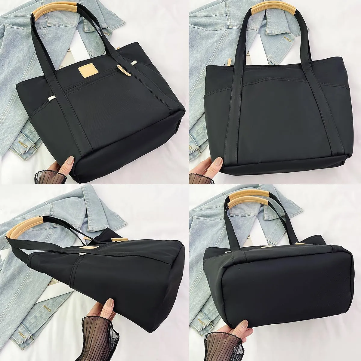 Large Woven Tote Bag for Women Top-handle Shoulder Bag Hobo Bags Soft Vegan Trendy Handbag Purse Lightweight Underarm