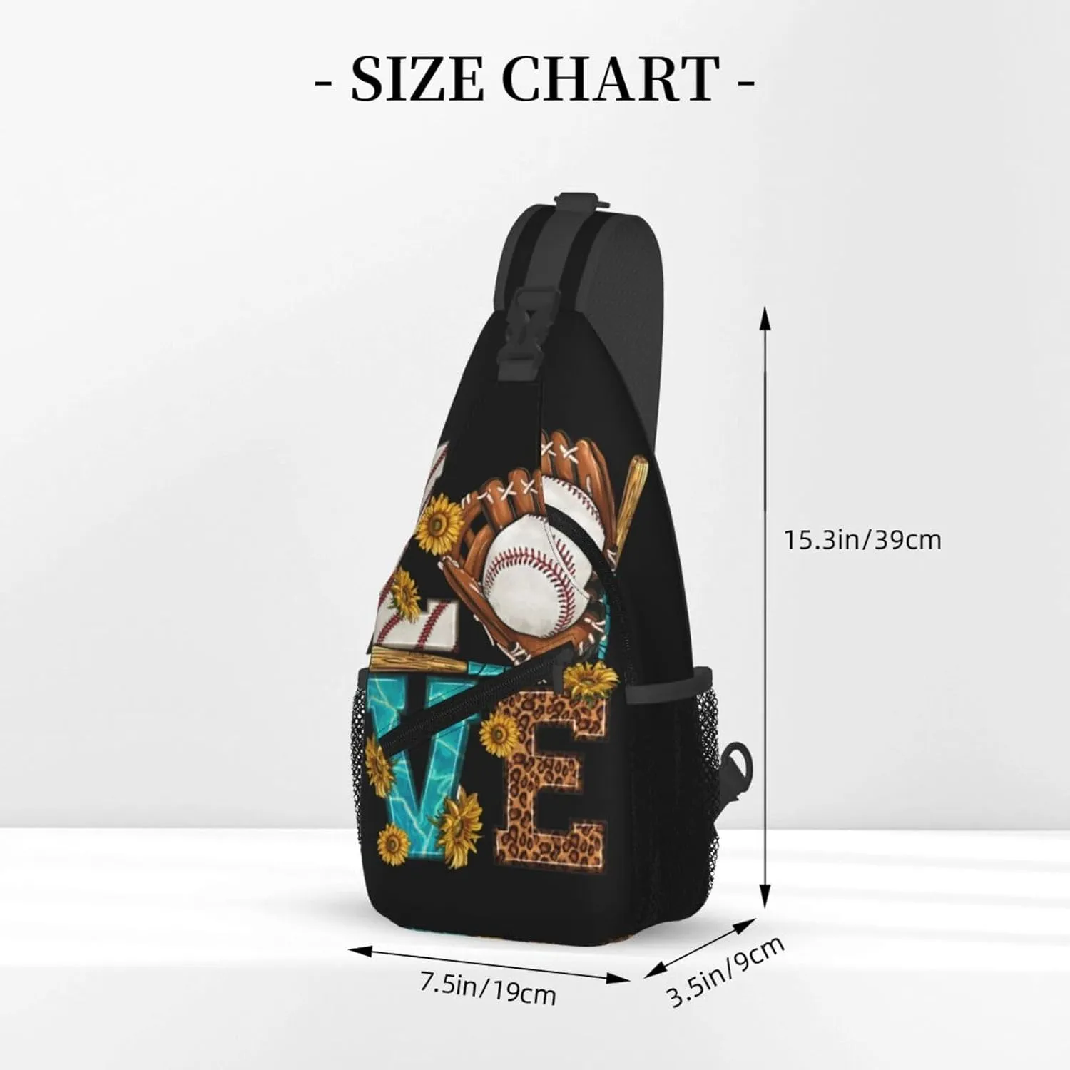 Leopard Print Love Baseball Sunflower Chest Bags Crossbody Sling Bag Shoulder Bag Travel Hiking Daypack For Men Women