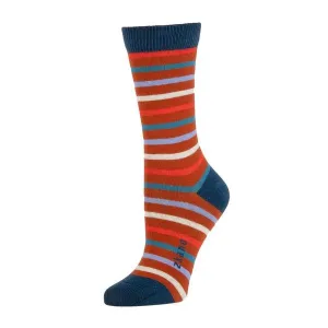 Lila Classic Stripe Crew Sock in Cinnamon