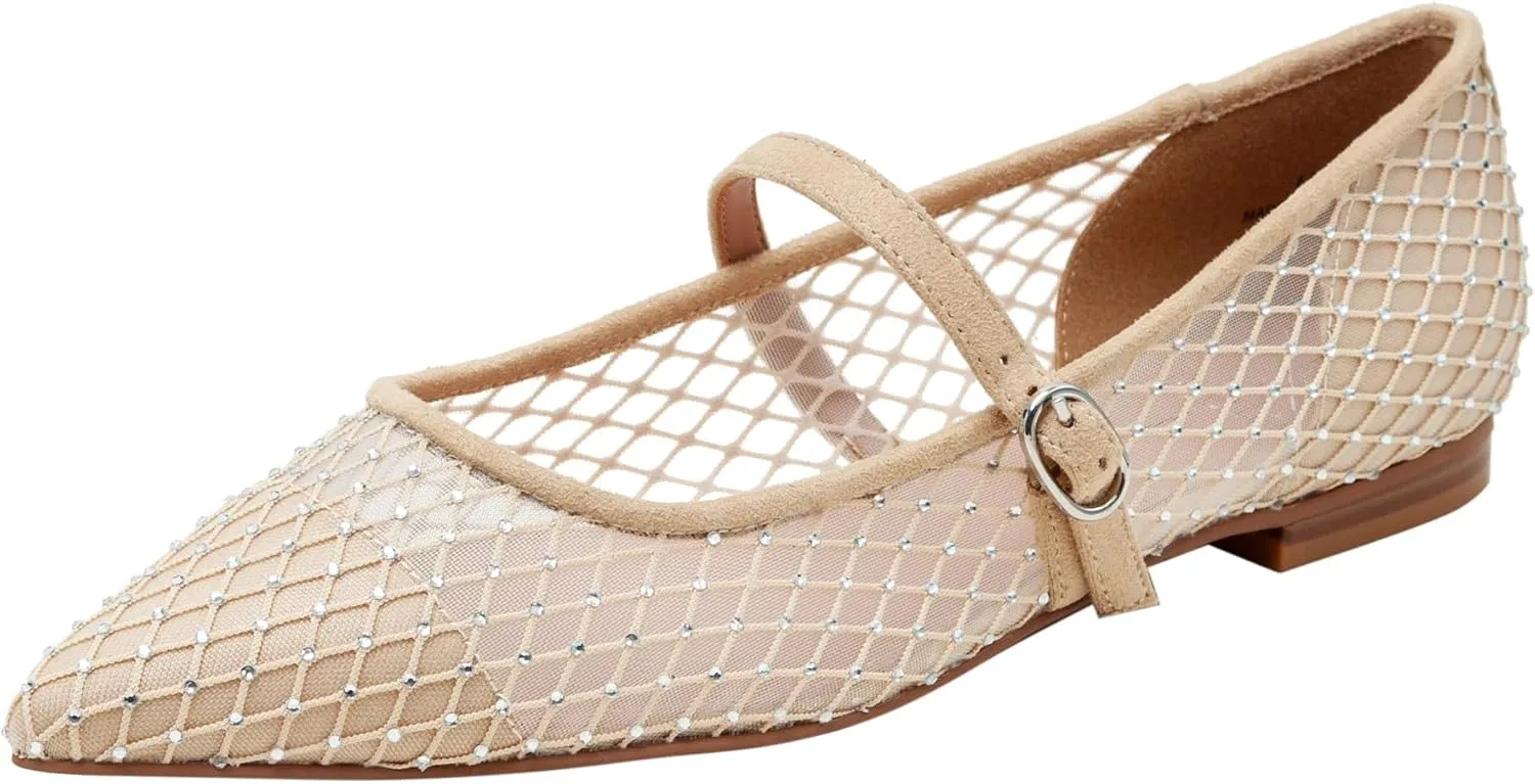 Linea Paolo - Nadeen - Womens Fishnet and Mesh Mary Jane Flats