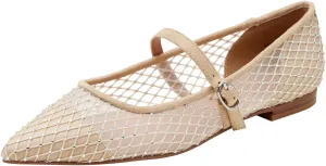 Linea Paolo - Nadeen - Womens Fishnet and Mesh Mary Jane Flats
