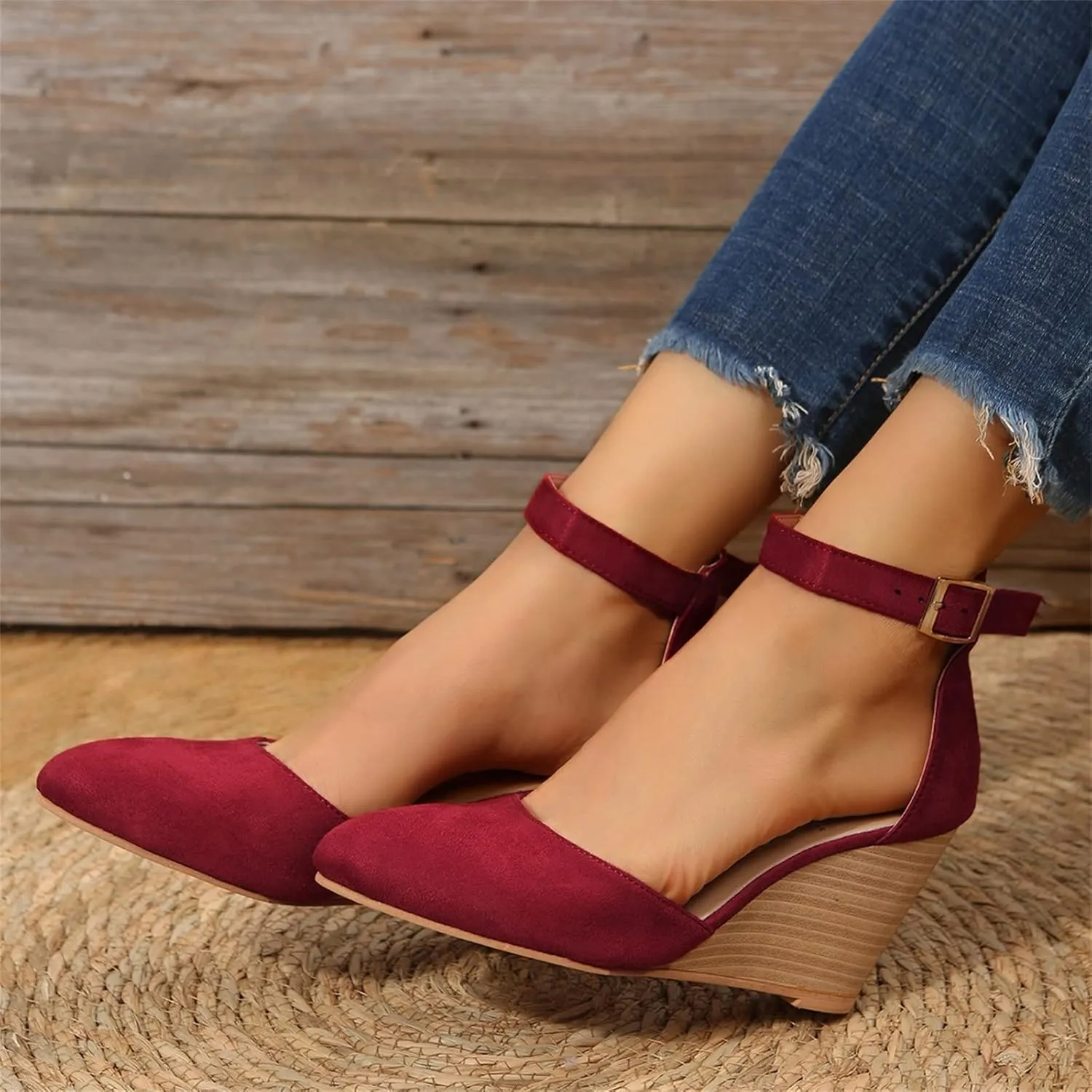 Low Heel Sandals for Women Dressy Summer 2025 Casual Sandals Ladies Wedge Sandals for Women Comfortable Platform Sandals with Ankle Strap Wide Width Platform Wedge Sandals Party Dress Shoes