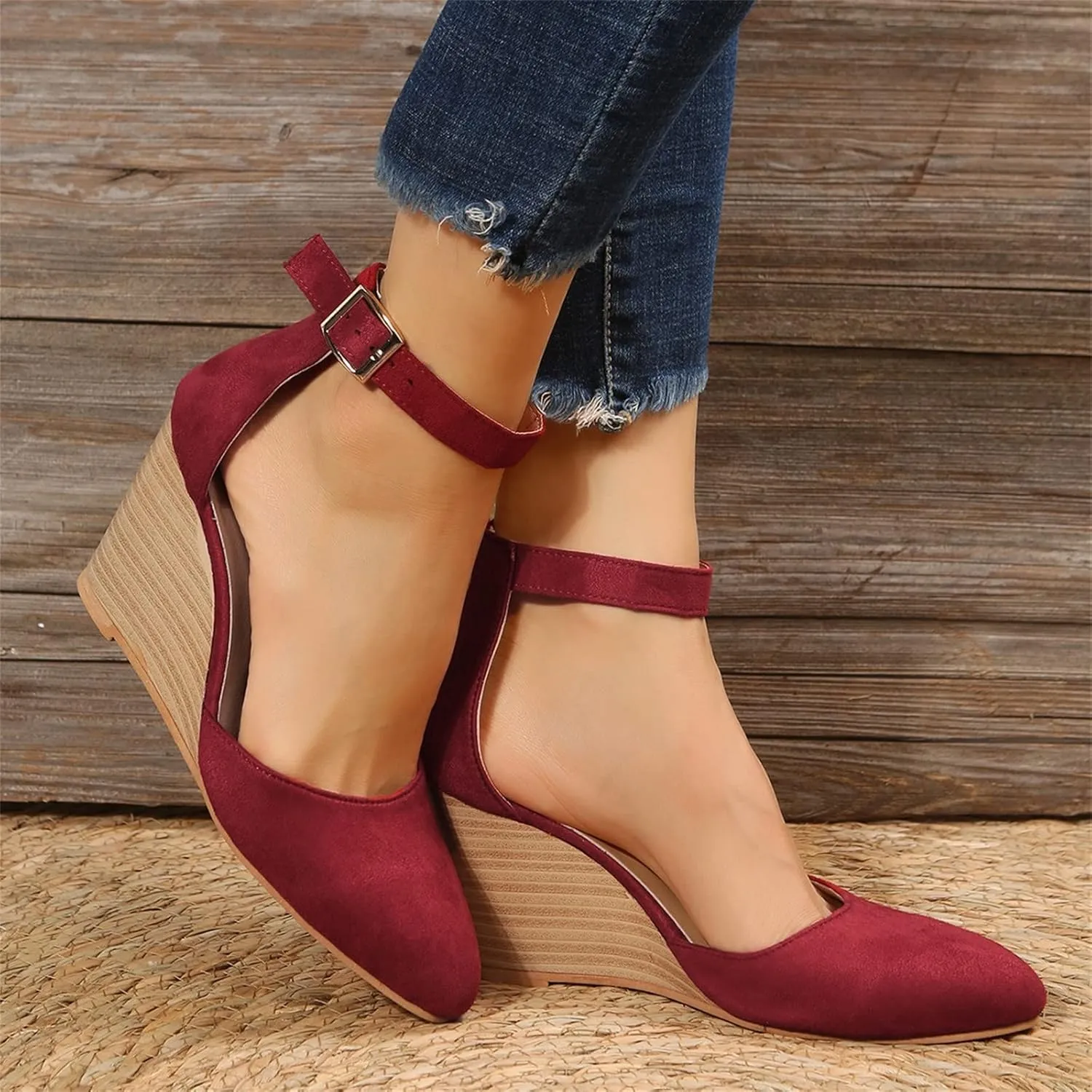Low Heel Sandals for Women Dressy Summer 2025 Casual Sandals Ladies Wedge Sandals for Women Comfortable Platform Sandals with Ankle Strap Wide Width Platform Wedge Sandals Party Dress Shoes