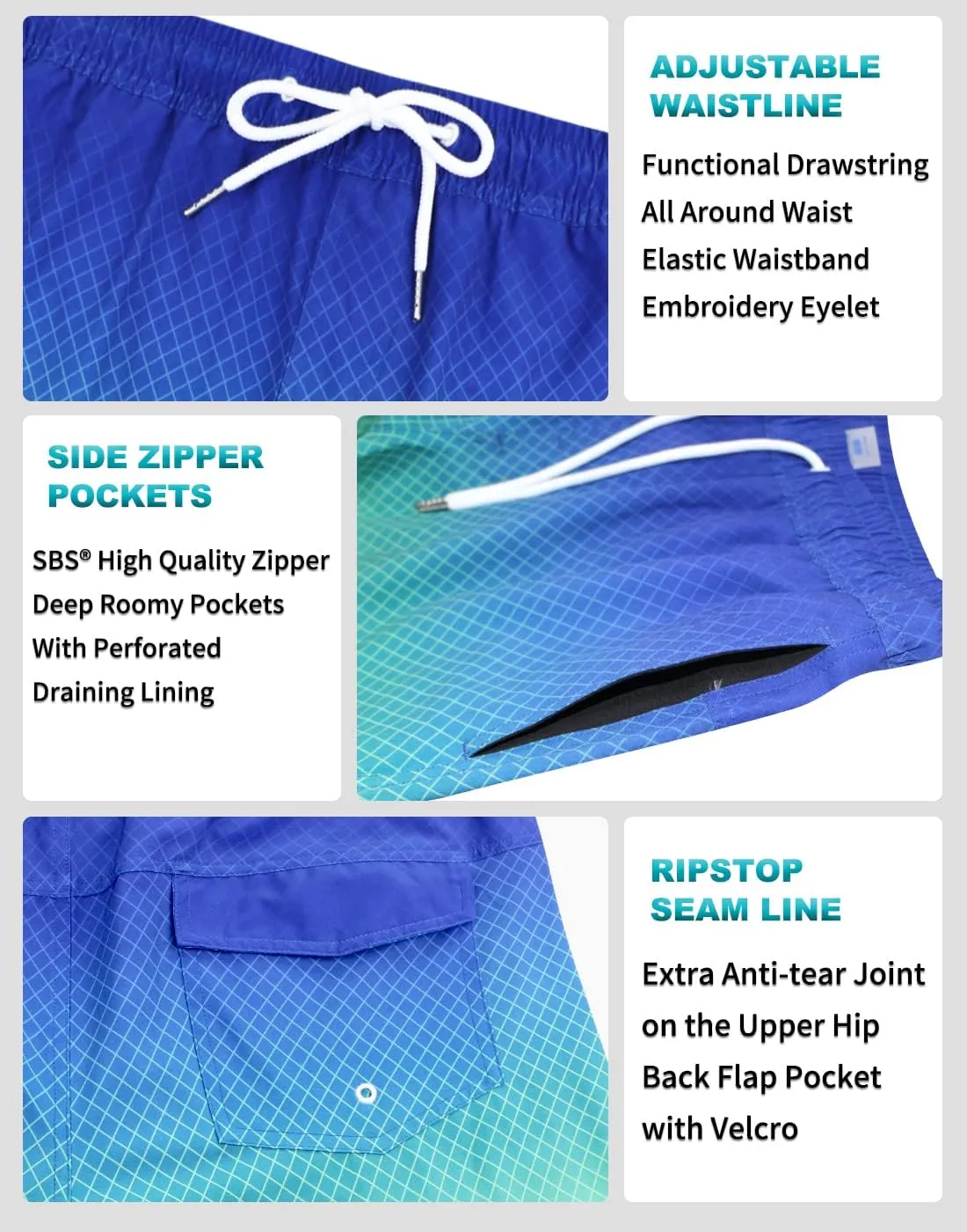 LUCOWEE Mens Swim Trunks Comfortable Compression Liner Swim Shorts Zipper Pockets Quick Dry 7" Inseam Bathing Suit Swimsuits