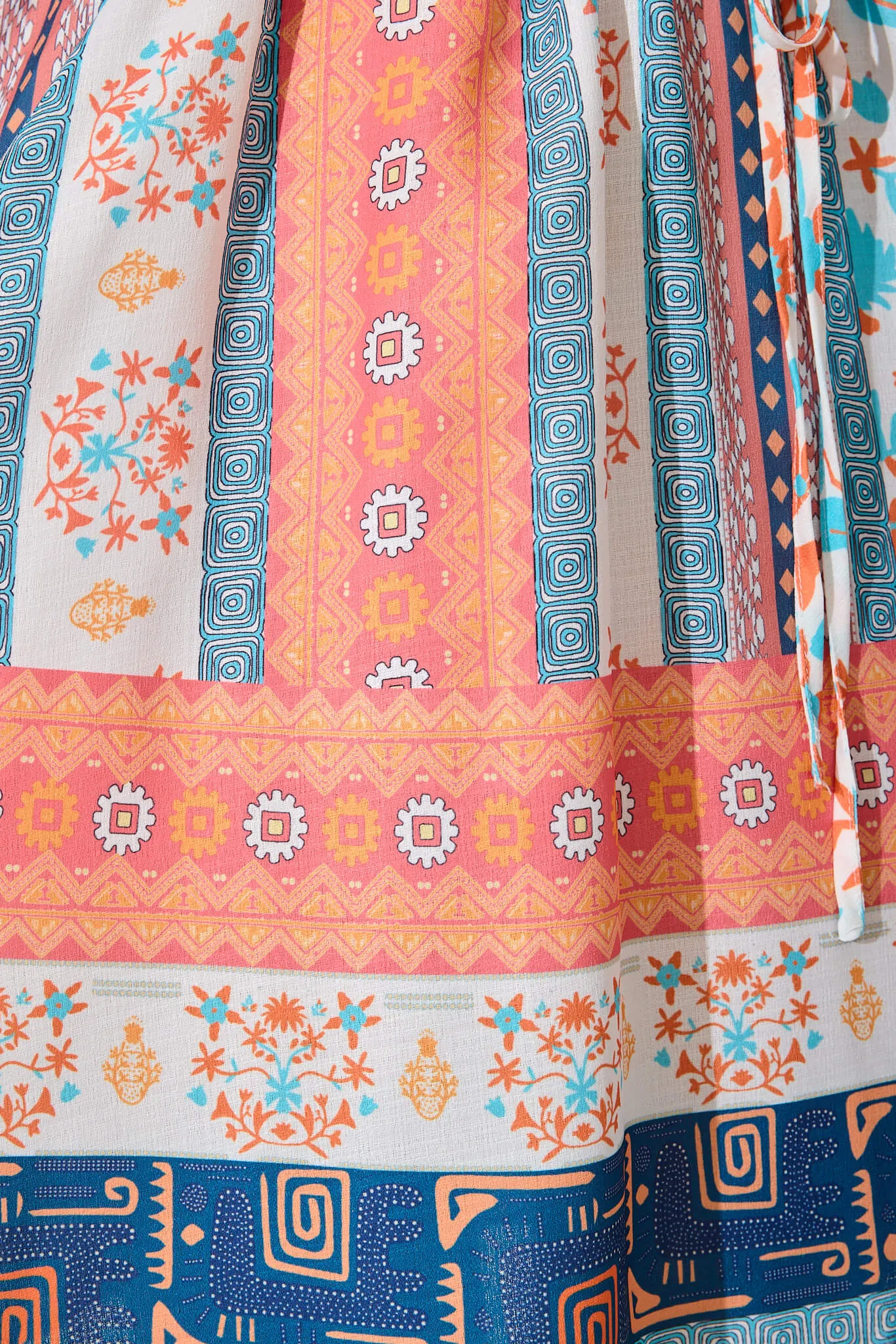 Luigi Dress In Multi Floral Border Print Linen Blend