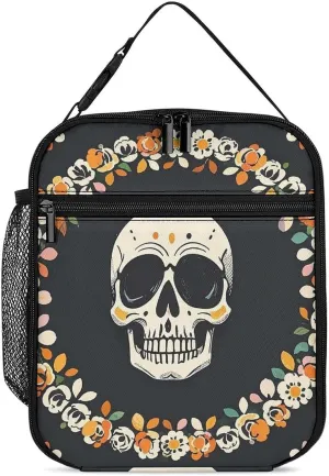 Lunch Bag for Women Men A Wreath Surrounds The Skeleton Lunch Box for Adults Insulated Lunchbox Leakproof Cooler Bags Reusable Lunch Tote Bag Lunch Containers for Work Picnic Beach