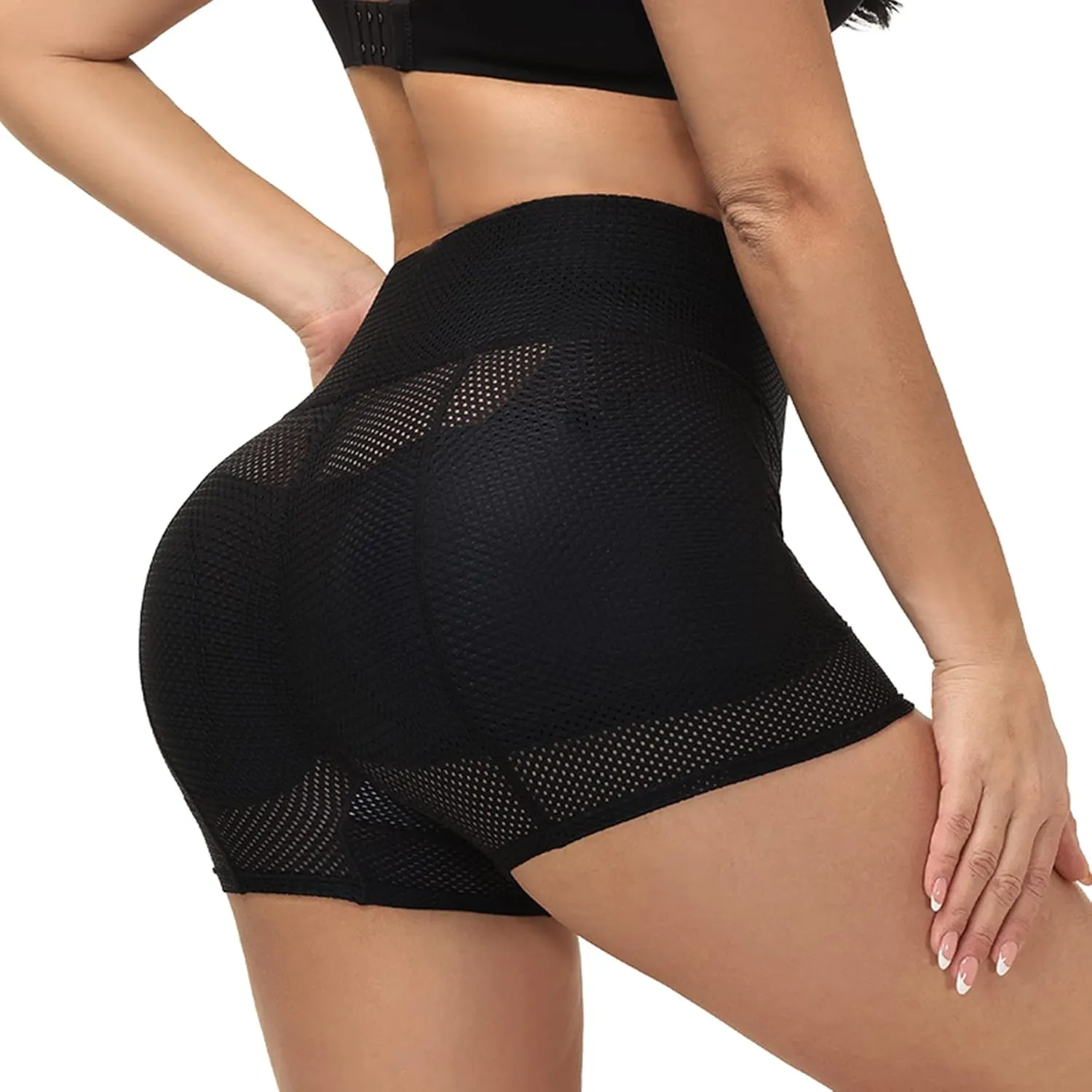 Lu's Chic Women's Padded Shapewear Shorts Hip Padding Lifter Panties Mesh Body Shaper Shorts Shapewear