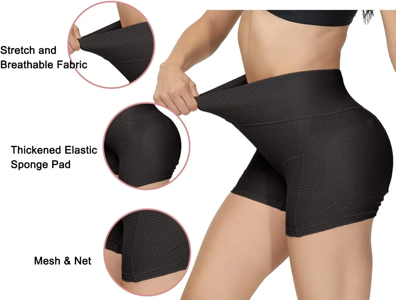 Lu's Chic Women's Padded Shapewear Shorts Hip Padding Lifter Panties Mesh Body Shaper Shorts Shapewear
