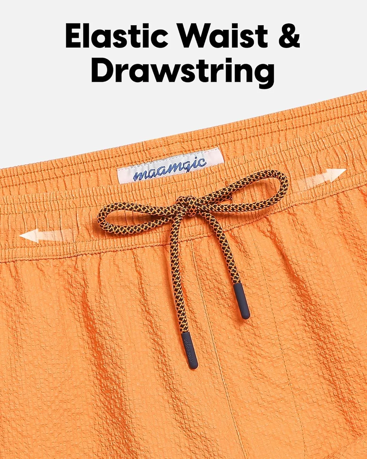 maamgic Men's Swim Trunks 5.5 inch Seersucker 2 in 1 Beach Shorts Quick Dry Bathing Suits with Compression Liner