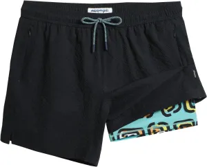 maamgic Men's Swim Trunks 5.5 inch Seersucker 2 in 1 Beach Shorts Quick Dry Bathing Suits with Compression Liner