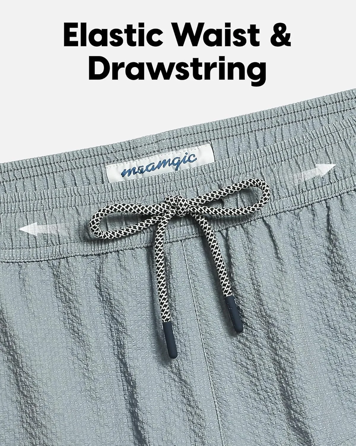 maamgic Men's Swim Trunks 5.5 inch Seersucker 2 in 1 Beach Shorts Quick Dry Bathing Suits with Compression Liner