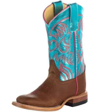 Macie Bean Kids Crazy horse with Metallic Turquoise Top Boot Brown 10