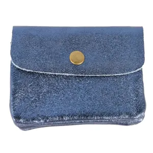 Maison Fanli - Coin Purse - Metallic Blue Jeans