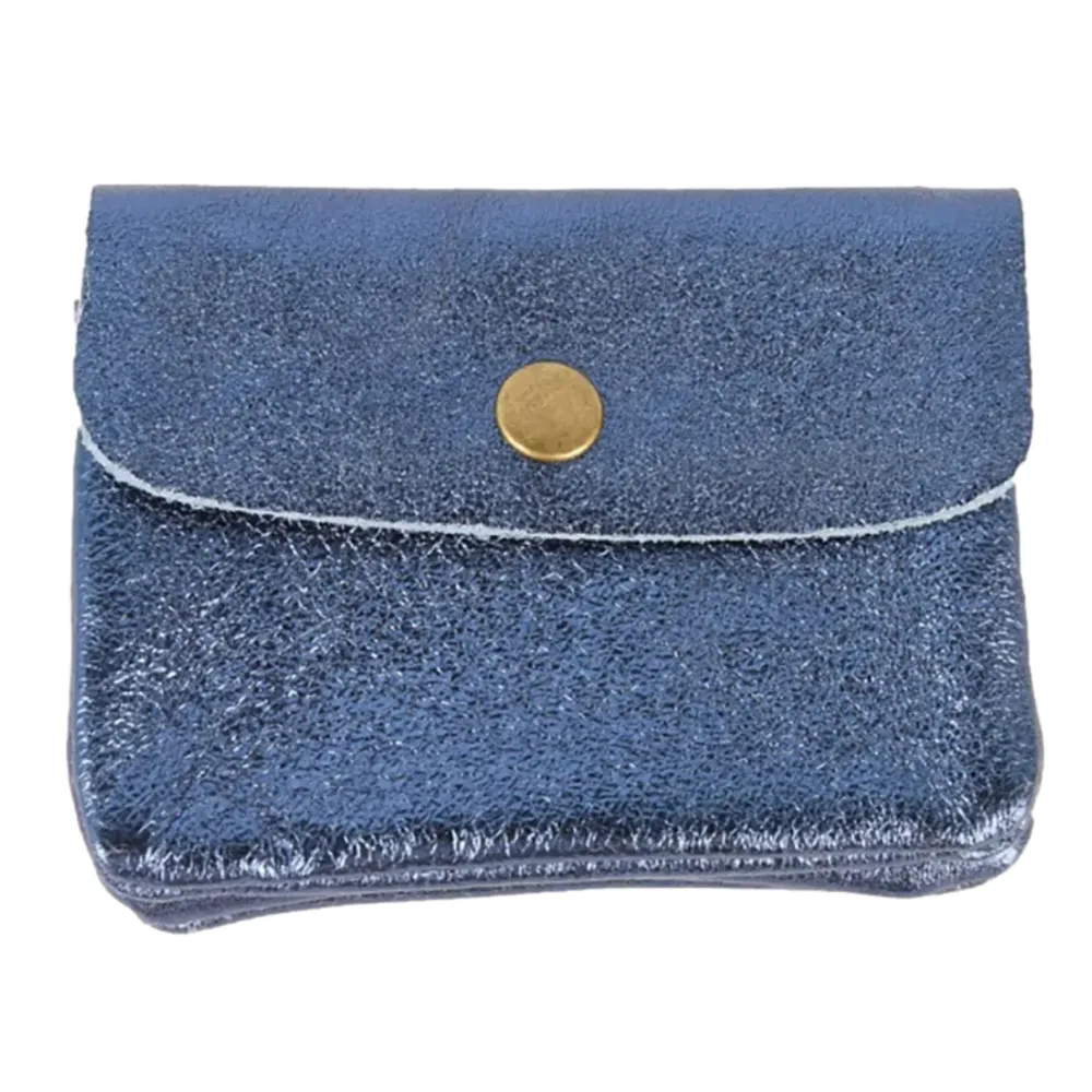 Maison Fanli - Coin Purse - Metallic Blue Jeans
