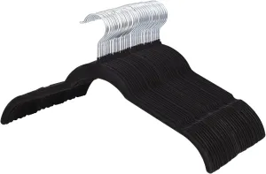 ManGotree 50 Pack Velvet Shirt Hangers for Women, 16.5'' Suit Hangers with 360° Swivel Hook, Non-Slip Coat Clothes Hangers for Tank Top, Shirts, Dress, Blouses, Strappy Dresses (Black)
