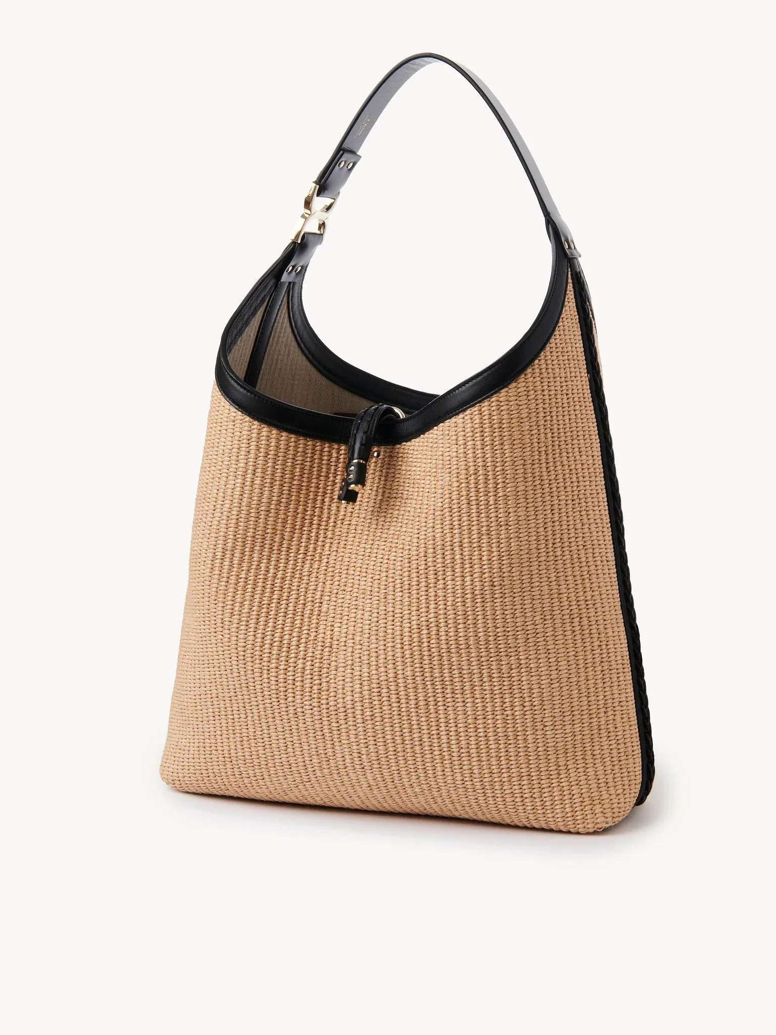 Marcie Leather & Raffia Hobo Shoulder Bag