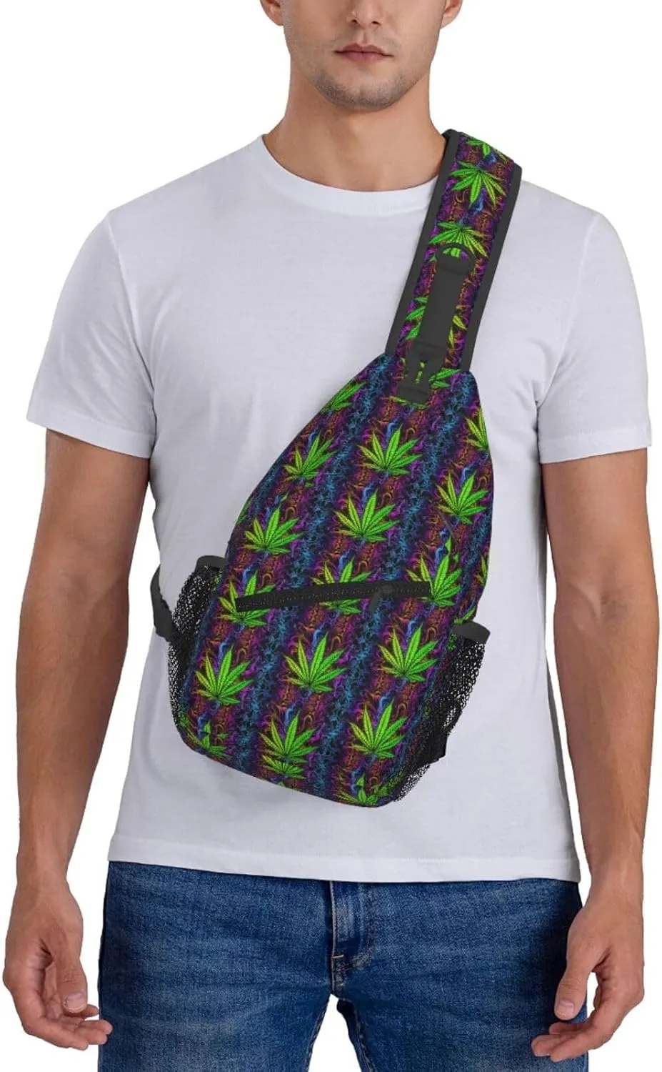 Marijuana Leaf Leaves Chest Bags Crossbody Sling Bag Shoulder Bag Travel Hiking Daypack For Men Women