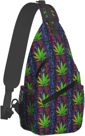 Marijuana Leaf Leaves Chest Bags Crossbody Sling Bag Shoulder Bag Travel Hiking Daypack For Men Women