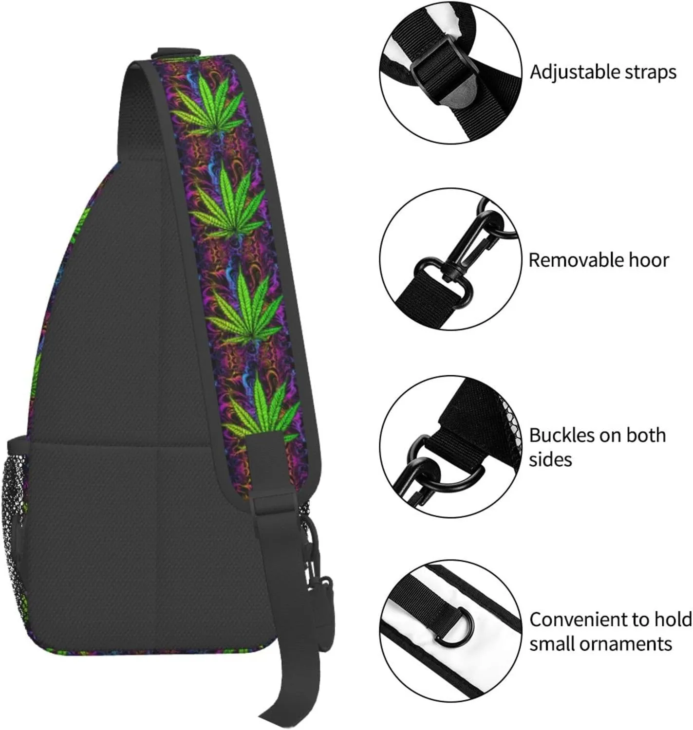 Marijuana Leaf Leaves Chest Bags Crossbody Sling Bag Shoulder Bag Travel Hiking Daypack For Men Women