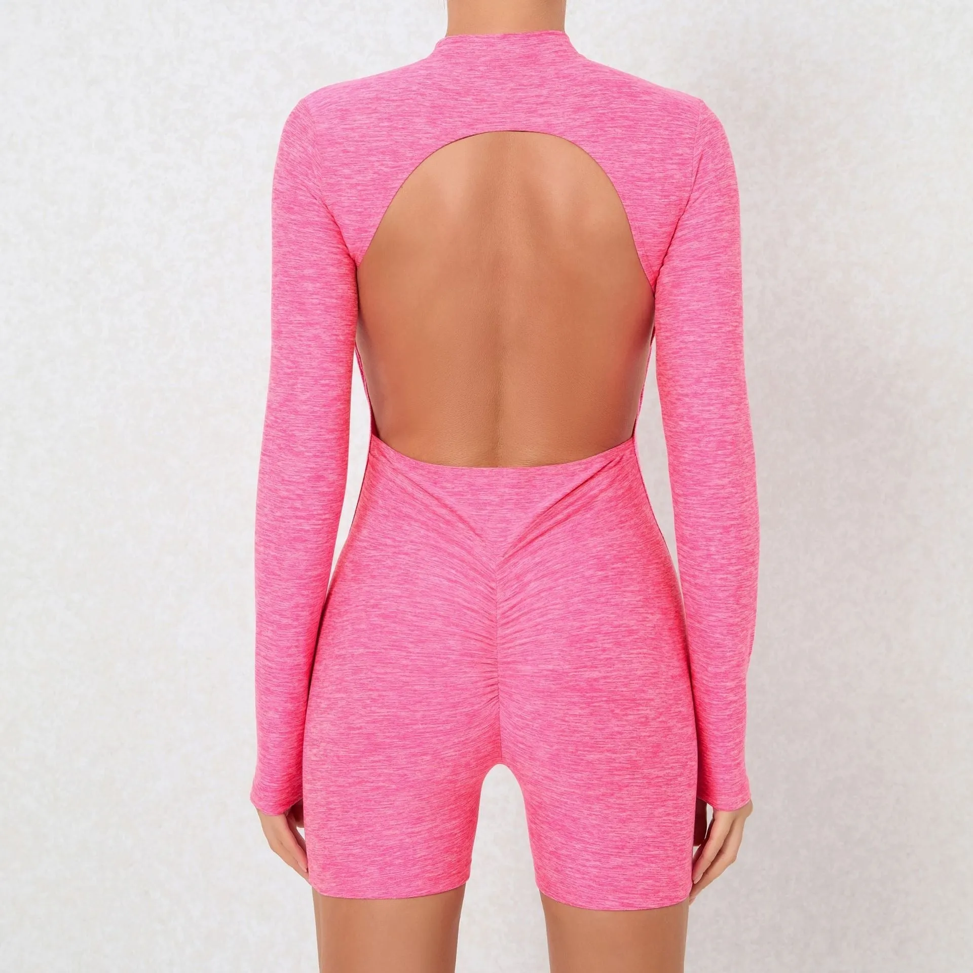 Marl Zip V Scrunch Romper