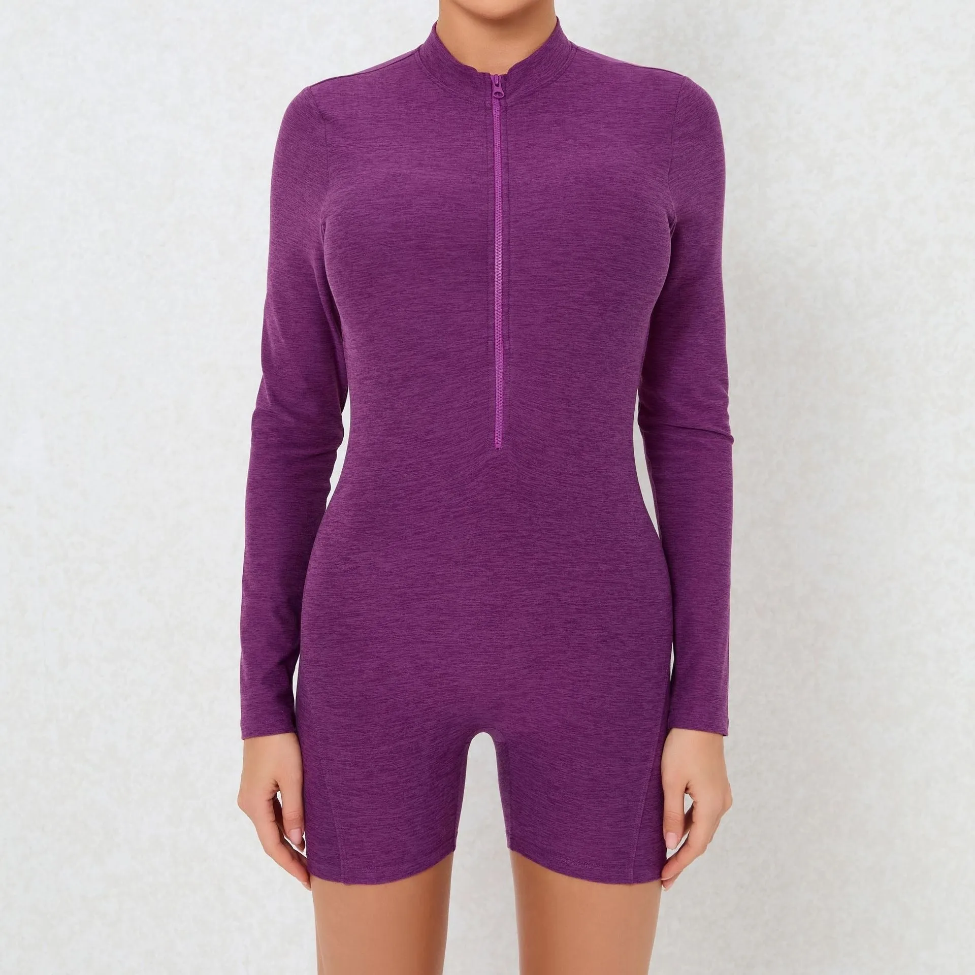 Marl Zip V Scrunch Romper