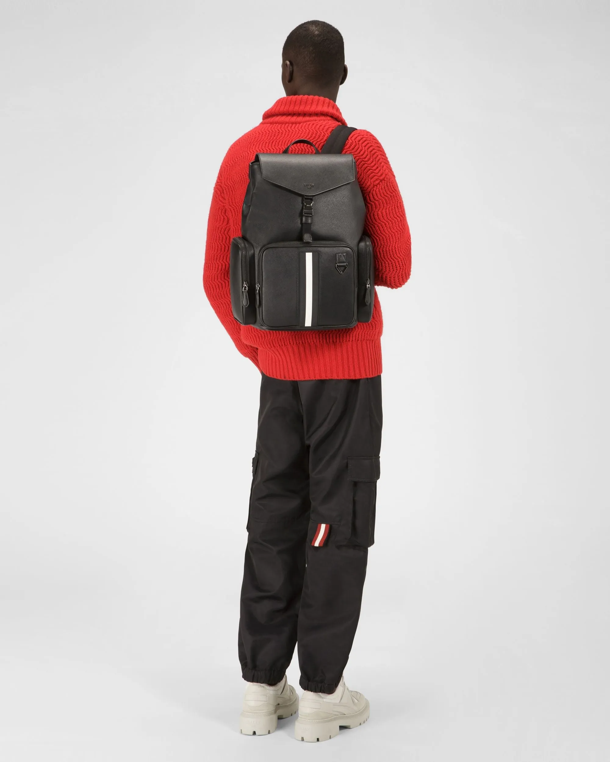 Maxi Recycled Leather Backpack In Black