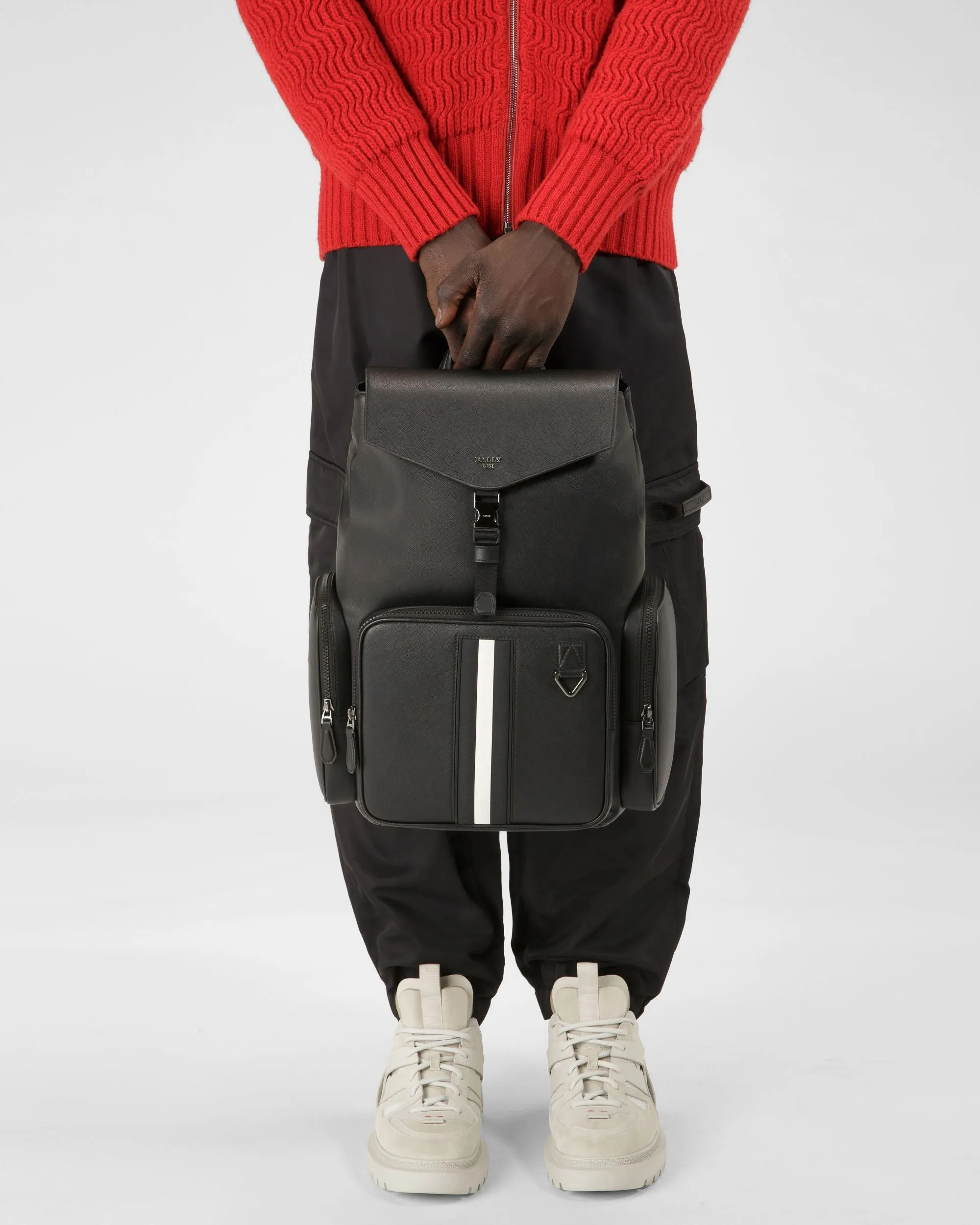 Maxi Recycled Leather Backpack In Black