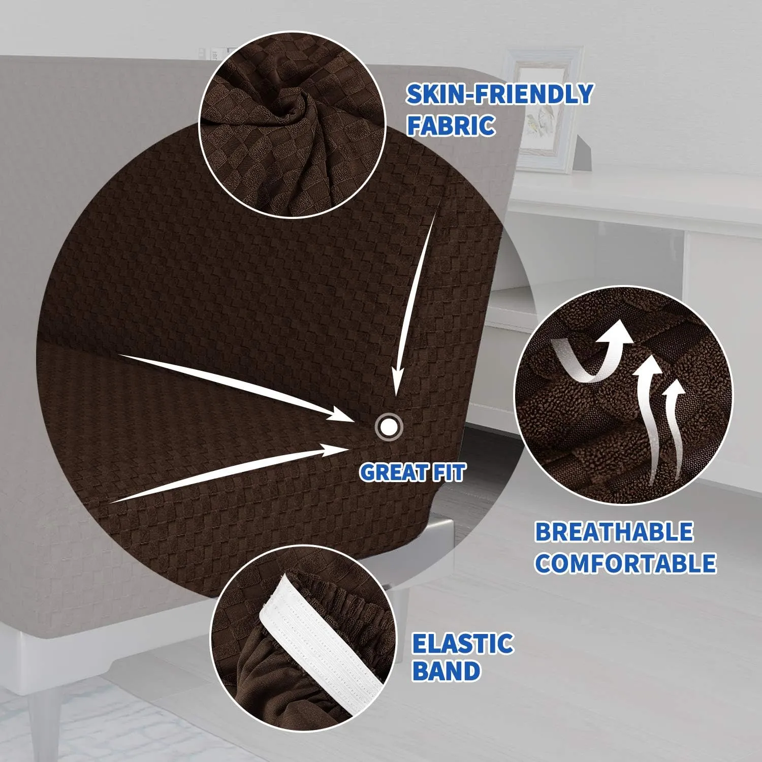 MAXIJIN Jacquard Futon Cover Stretch Armless Futon Sofa Cover Soft Futon Slipcover with Elastic Bottom Thick Sofa Bed Furniture Protector Covers, Machine Washable (Dark Coffee)