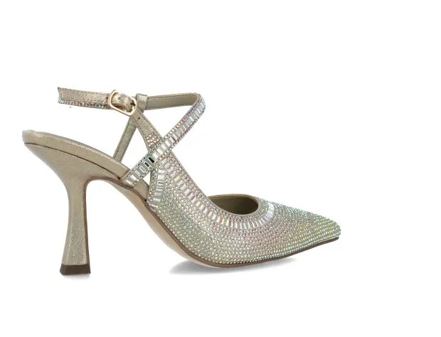 MB 24830 000 Gold Platino Champagne Diamante Encrusted High Heels