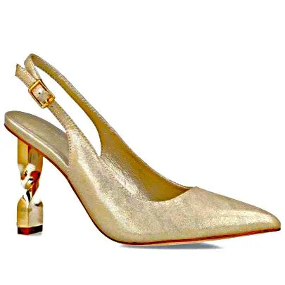 MB 24856 Champagne Glitter Textile High Heels