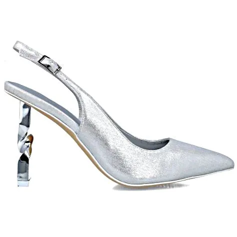 MB 24856 Champagne Glitter Textile High Heels