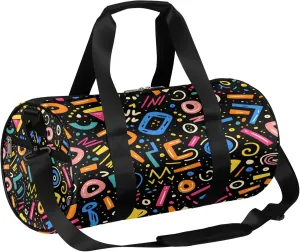 Memphis Pop Art Color Sports Gym Bag for Men Women Lightweight Travel Duffle Bag with Shoulder Strap Waterproof Carry On Weekender Overnight Bag for Travel Sports Gym