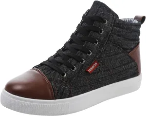 Men Shoes Fashion Casual Canvas Shoes Denim Cloth Top High Top Sports Canvas Shoes Leather Mens Boot