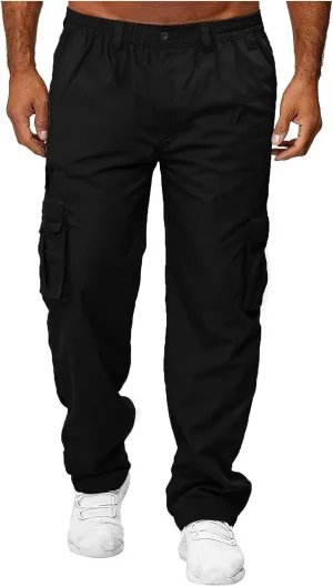 Men's Athletic Running Sweatpants Pants Straight-Leg Fitness Sports Men's Pants Casual Cargo Pants Workout Joggers