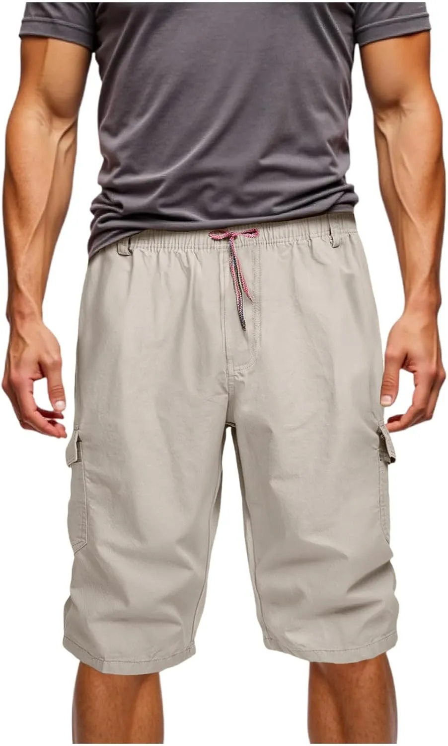 Mens Cargo Shorts Quick Dry with Pockets Plus Size Athletic Running Gym Workout Activewear Outdoor Elastic Trunks