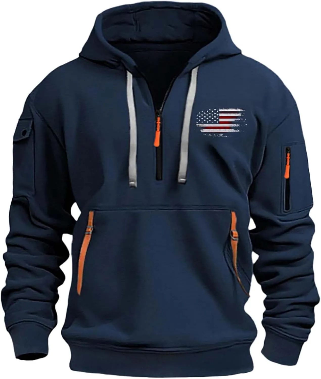Mens Fall Jackets,Half Zip Hoodie Men Pullover Tactical Sweatshirt Vintage Long Sleeve Casual Hoodie with Pockets