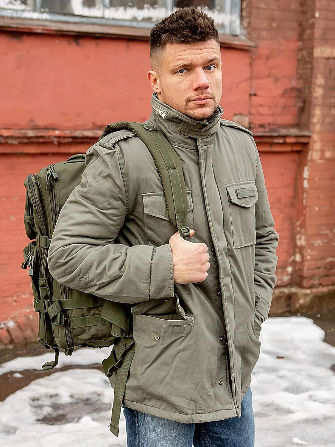 Men's Paratrooper Winter Jacket Olive Washed