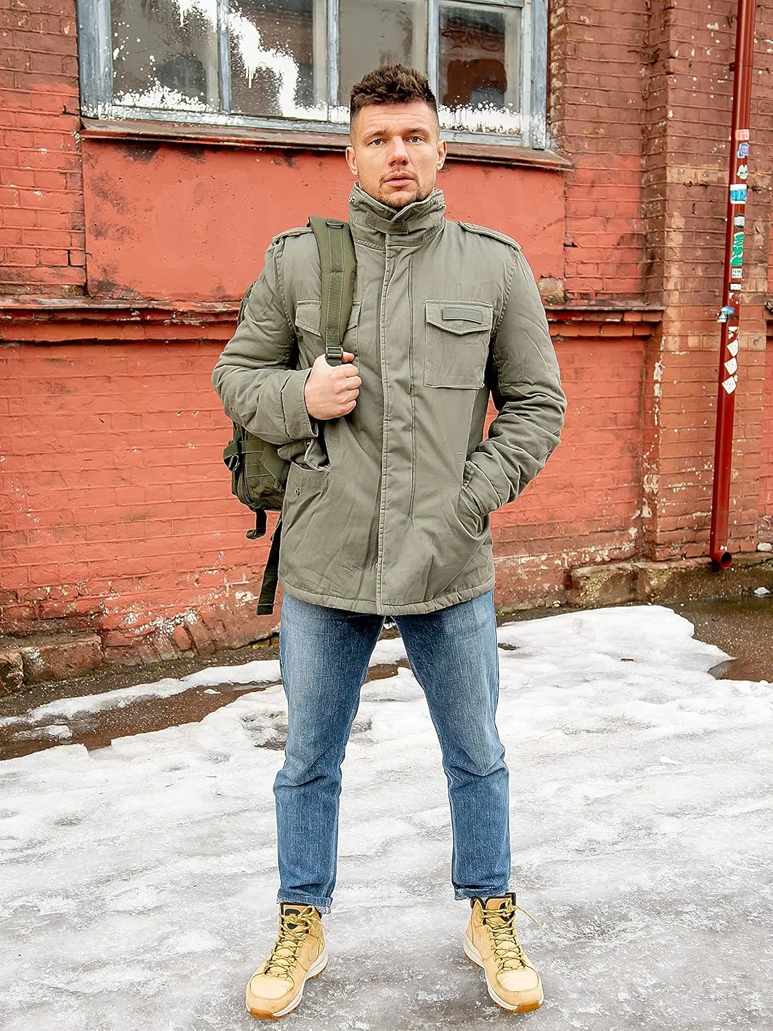 Men's Paratrooper Winter Jacket Olive Washed