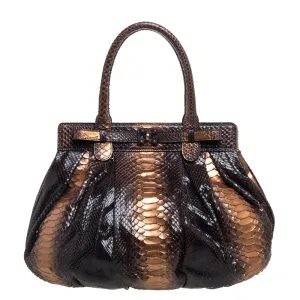 Metallic Bronze/Brown Gold Python Puffy Hobo