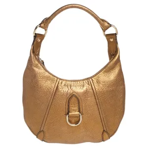 Metallic Gold Grained Leather Hobo