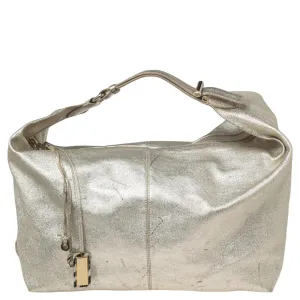 Metallic Gold Leather Zip Hobo
