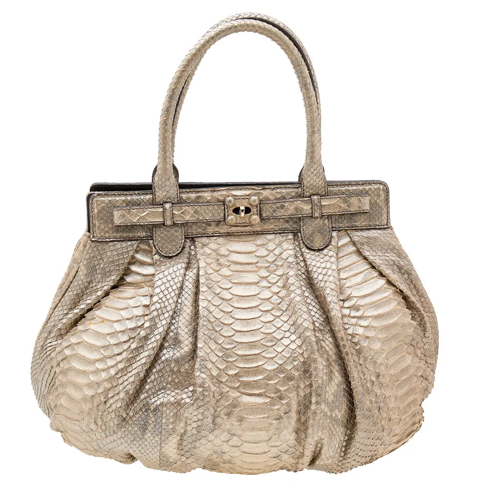 Metallic Gold Python Puffy Hobo