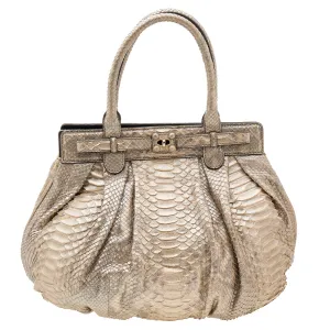 Metallic Gold Python Puffy Hobo