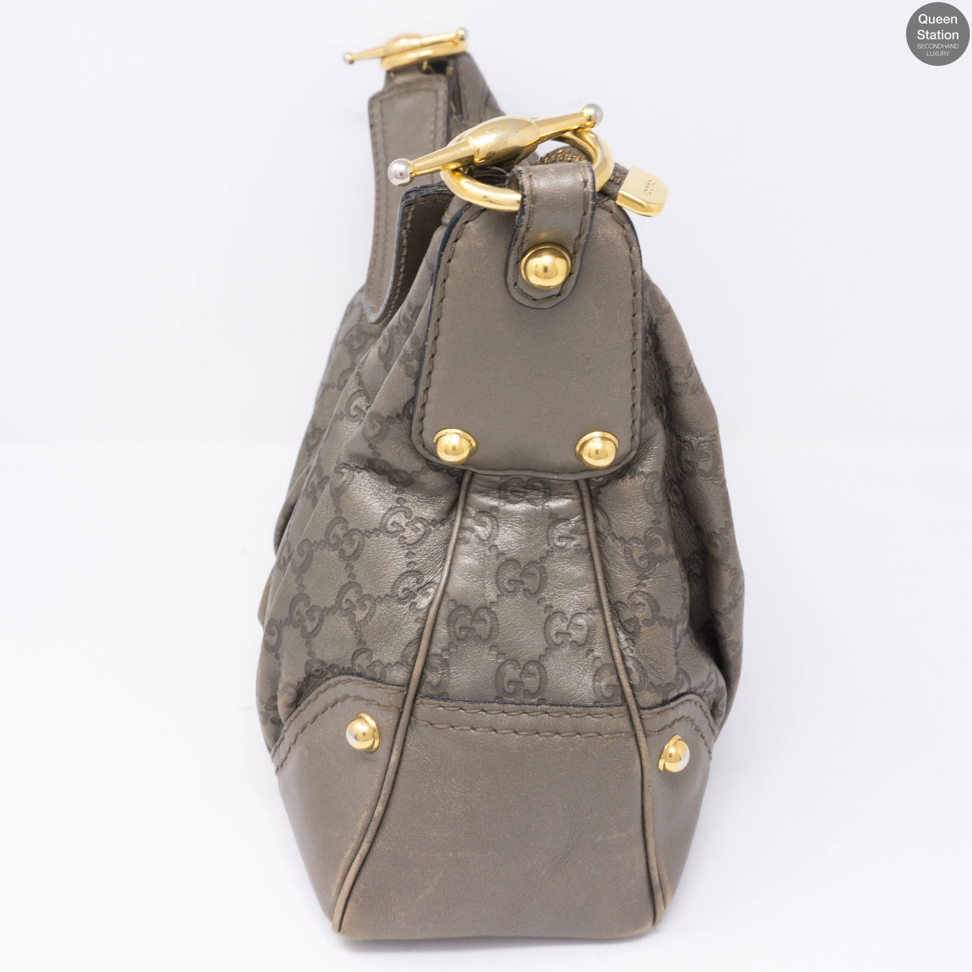 Metallic Guccissima Medium Jockey Hobo