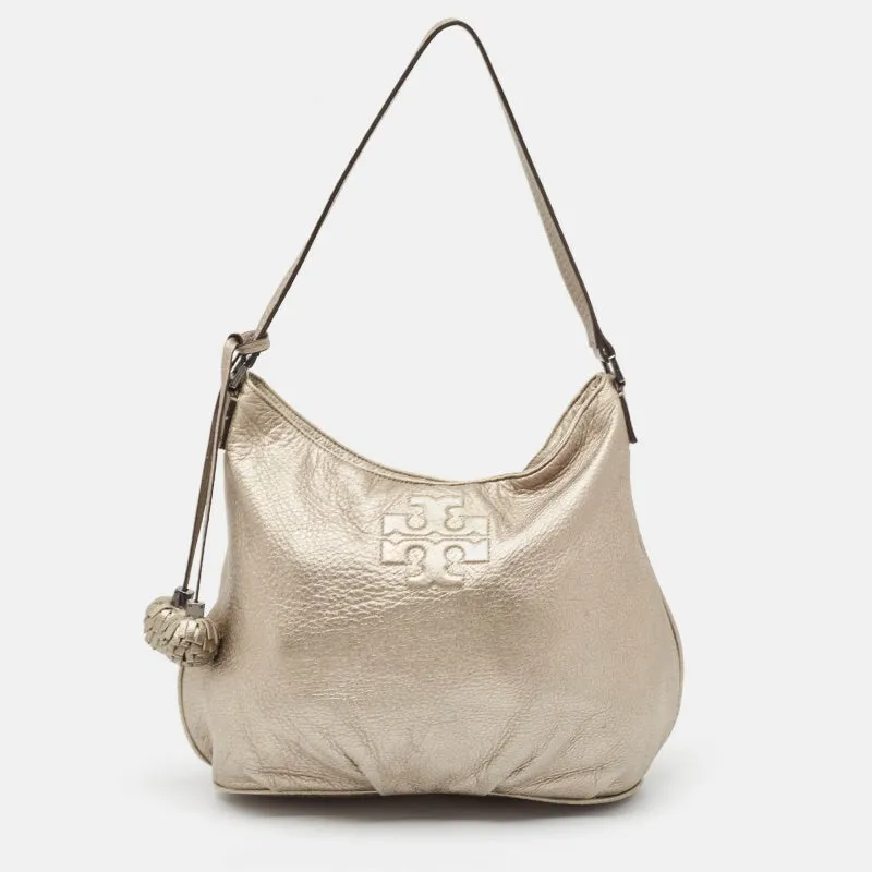 Metallic Leather Tassel Hobo