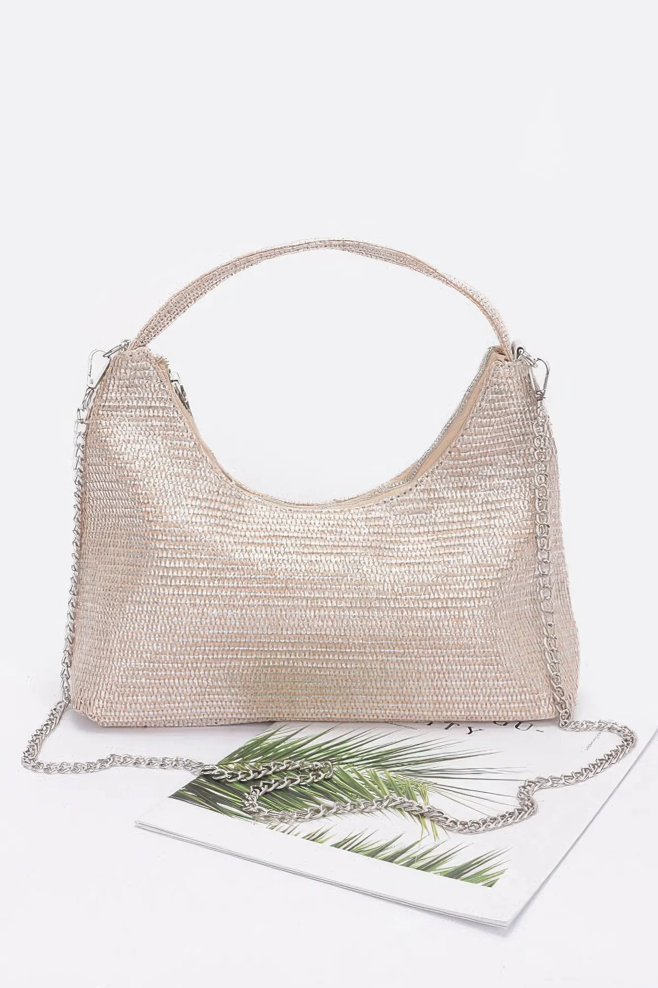 Metallic Straw Hobo Bag