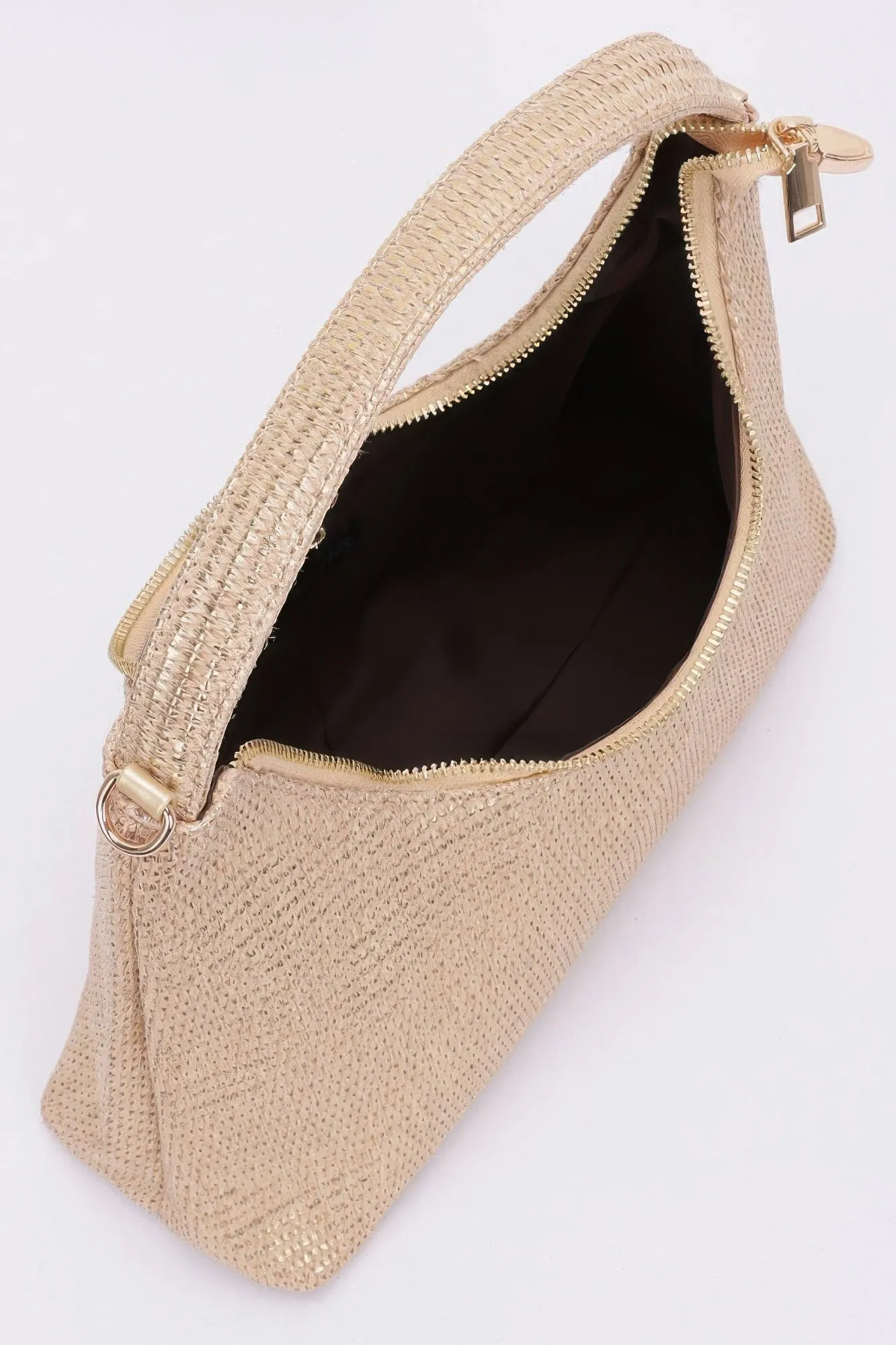 Metallic Straw Hobo Bag