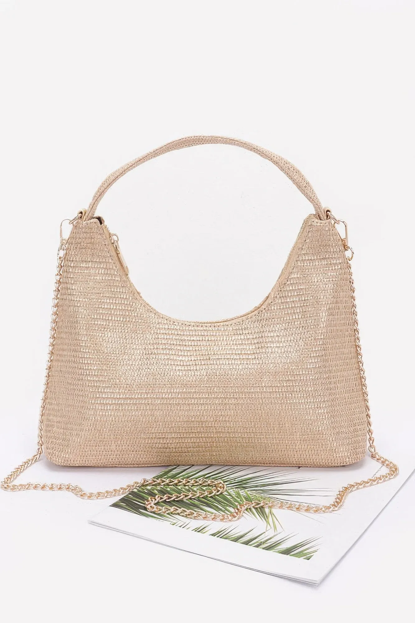 Metallic Straw Hobo Bag